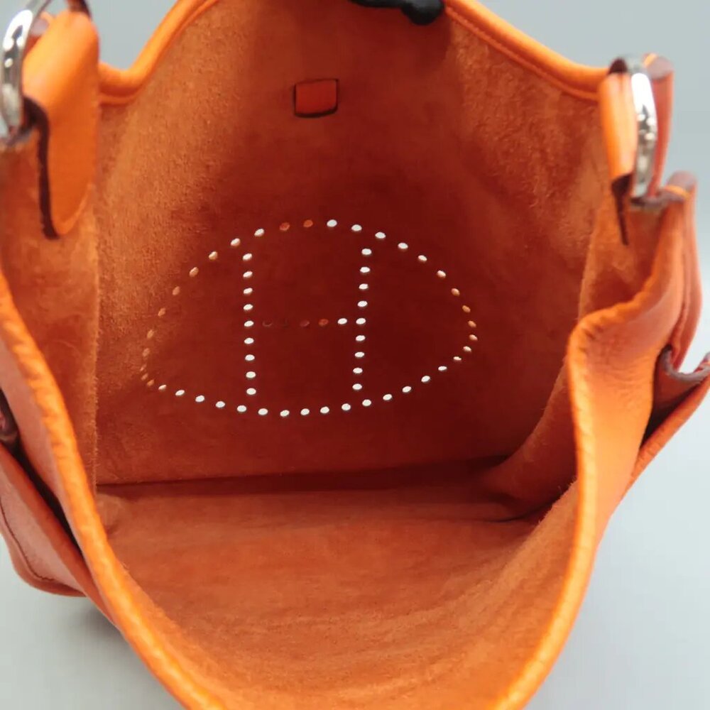 100% Authentic Hermes Evelyne Orange Leather Shoulder bag - Picture 10 of 12